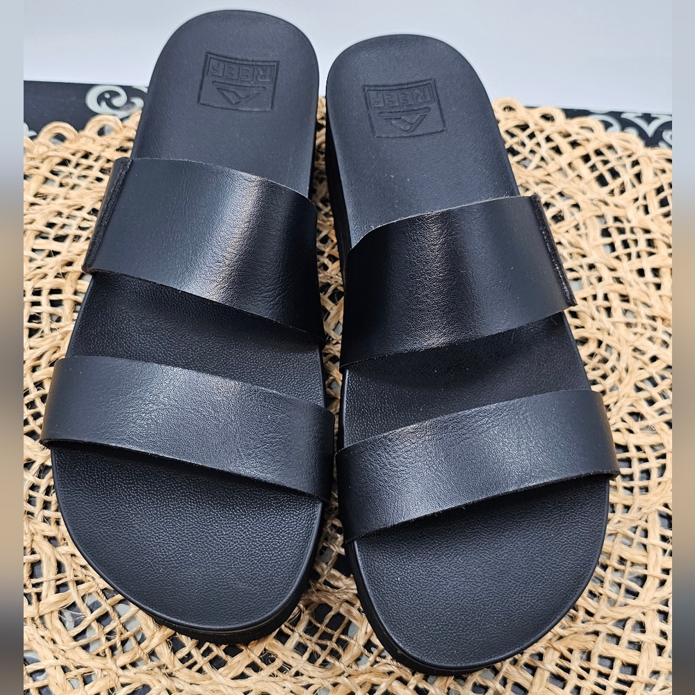 Reef Women’s Black Double-Strap Platform Slide Sandals - Picture 2 of 9